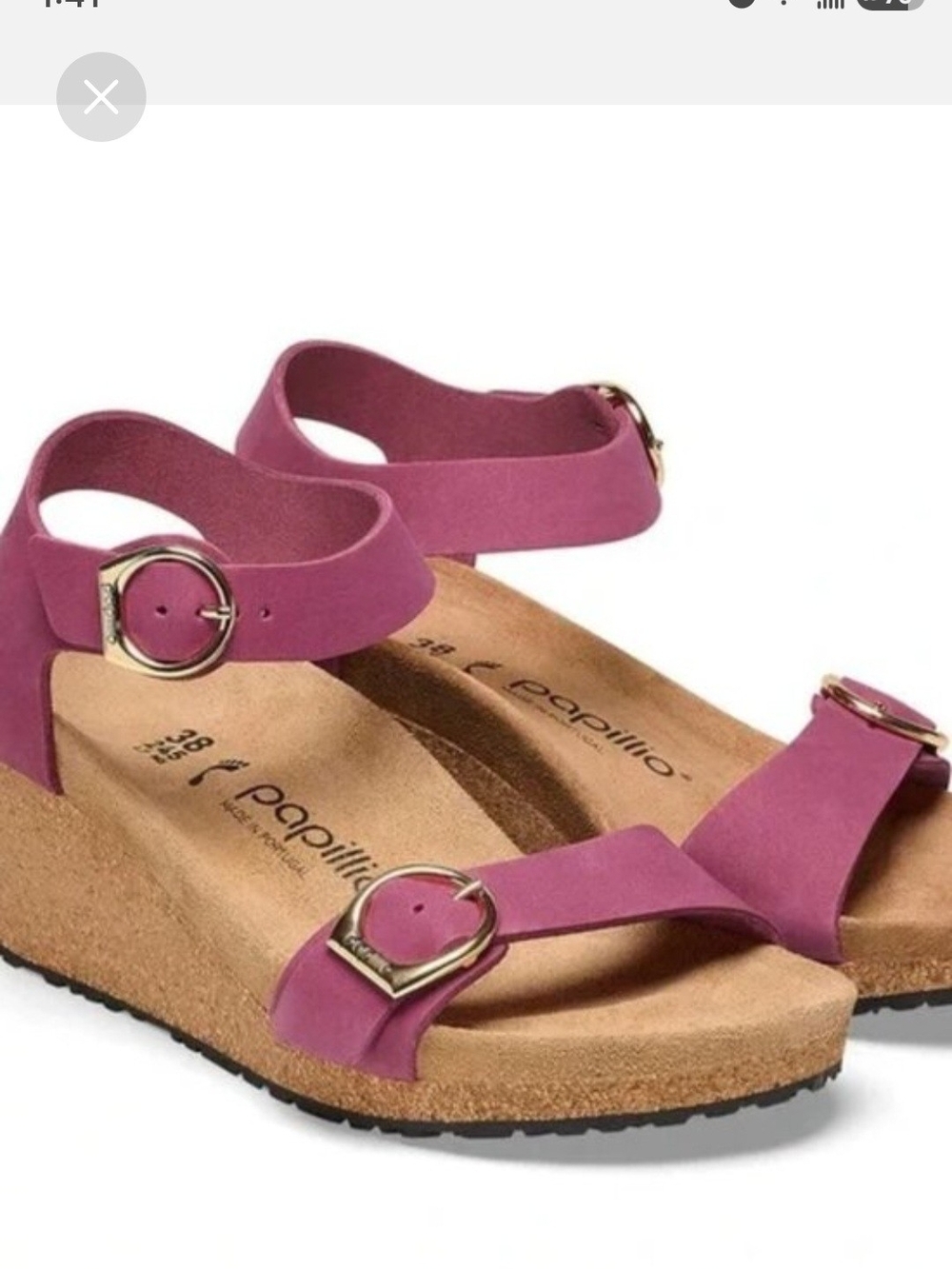 Papillio (Birkenstock) Magenta Wedge Sandals. Easy Transition from day to night!